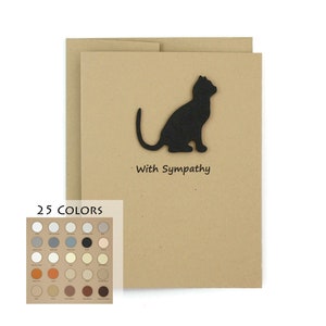 de voeux de sympathie de chat | Carte de condoléances faite main | 25 couleurs de chat disponibles | Choisissez l'expression intérieure | Carte simple avec enveloppe