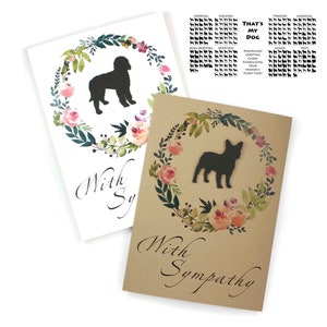 Dog Floral Wreath Sympathy Card 200 Dog Breeds Available Handmade 5x7 Pet Condolences Greeting White or Kraft Brown Choose Inside image 1