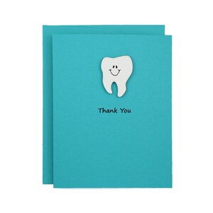 Carte de voeux de dent bleu sarcelle | Carte simple avec enveloppe assortie | Notecard vierge fait main | Hygiéniste dentaire Dentiste Merci sur le thème de la dent