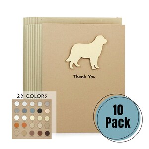 Golden retriever-bedankkaarten, set van 10 | Handgemaakte hondenliefhebberwenskaarten | Kraft-bruine enveloppen | Personaliseer huisdiersilhouet