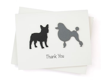 Custom 2 Pets Thank You Card: Handmade Dog or Cat Silhouette