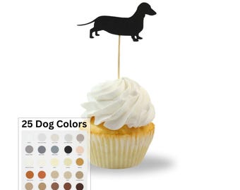 Dachshund Cupcake Toppers: Custom Dog Breed Party Decor - Set of 12