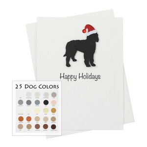 Cartes de Noël blanches à motif de griffonnage | 25 couleurs de chien | pour les Fêtes de chien | Bonnet de Noel scintillant | Bernedoodle Goldendoodle Labradoodle