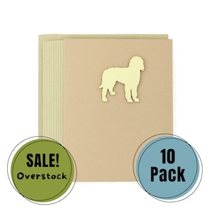 Lot de 10 cartes de voeux vierges Doodle | Labradoodle Goldendoodle | Cartes de correspondance pour les amoureux des animaux de compagnie, papier kraft brun avec enveloppes, fait main chien doré