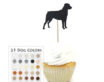 Rottweiler Cupcake Topper Set of 12 | Rottie Dog Cake Topper | Pet Decorations Birthday Party Decor | Custom 25 Dog Colors available