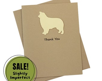 Australian Shepherd Thank You Greeting Card Pack of 10 | Handmade Yellow Aussie Dog Blank Notecards | Kraft Brown with Envelopes #34