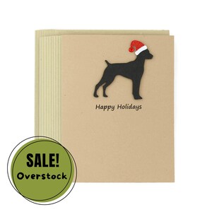 Lot de 10 cartes de Noël pour chien d'arrêt allemand à poil court | pour les Fêtes pour animaux de compagnie | Salutation brune noire de chien avec le chapeau de Père Noël | Brun kraft