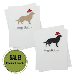 10er Weihnachtskarten 10er Pack Weiße Basis | Handgemachte Hunde Postkarten Set | Funkelnde Weihnachtsmütze Gruß Boxed Set