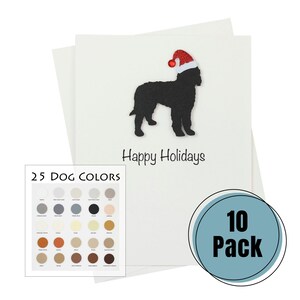 Doodle Weihnachtskarten Weiß Basis 10er Pack | 25 Hundefarben | Hund Weihnachtskarten | Glitzernde Weihnachtsmütze | Bernedoodle Goldendoodle Labradoodle