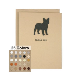 de remerciement bouledogue français | Carte de voeux Frenchie faite main | pour amoureux des chiens | Choisissez l'expression intérieure | Brun kraft