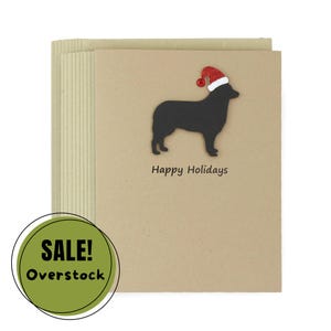 Lot de 10 cartes de voeux de Noël Husky sibérien | de Noël fait main chien noir | Bonnet de Noel scintillant Berger belge de Tervuren