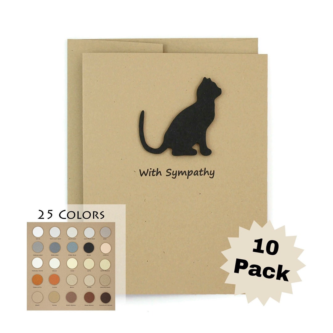 Cat Sympathy Greeting Card Pack of 10 Handmade Condolences Cards 25