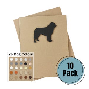 Lot de 10 cartes vierges Terre-Neuve | Cartes de voeux faites main pour chien | 25 couleurs de chien disponibles | Intérieur vierge avec enveloppes | Débutant