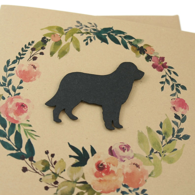 Dog Floral Wreath Sympathy Card 200 Dog Breeds Available Handmade 5x7 Pet Condolences Greeting White or Kraft Brown Choose Inside image 2