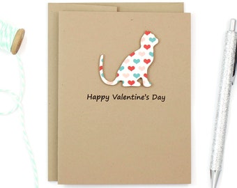 Cat Valentine's Day Card: Heart Silhouette, Kraft Brown Notecard