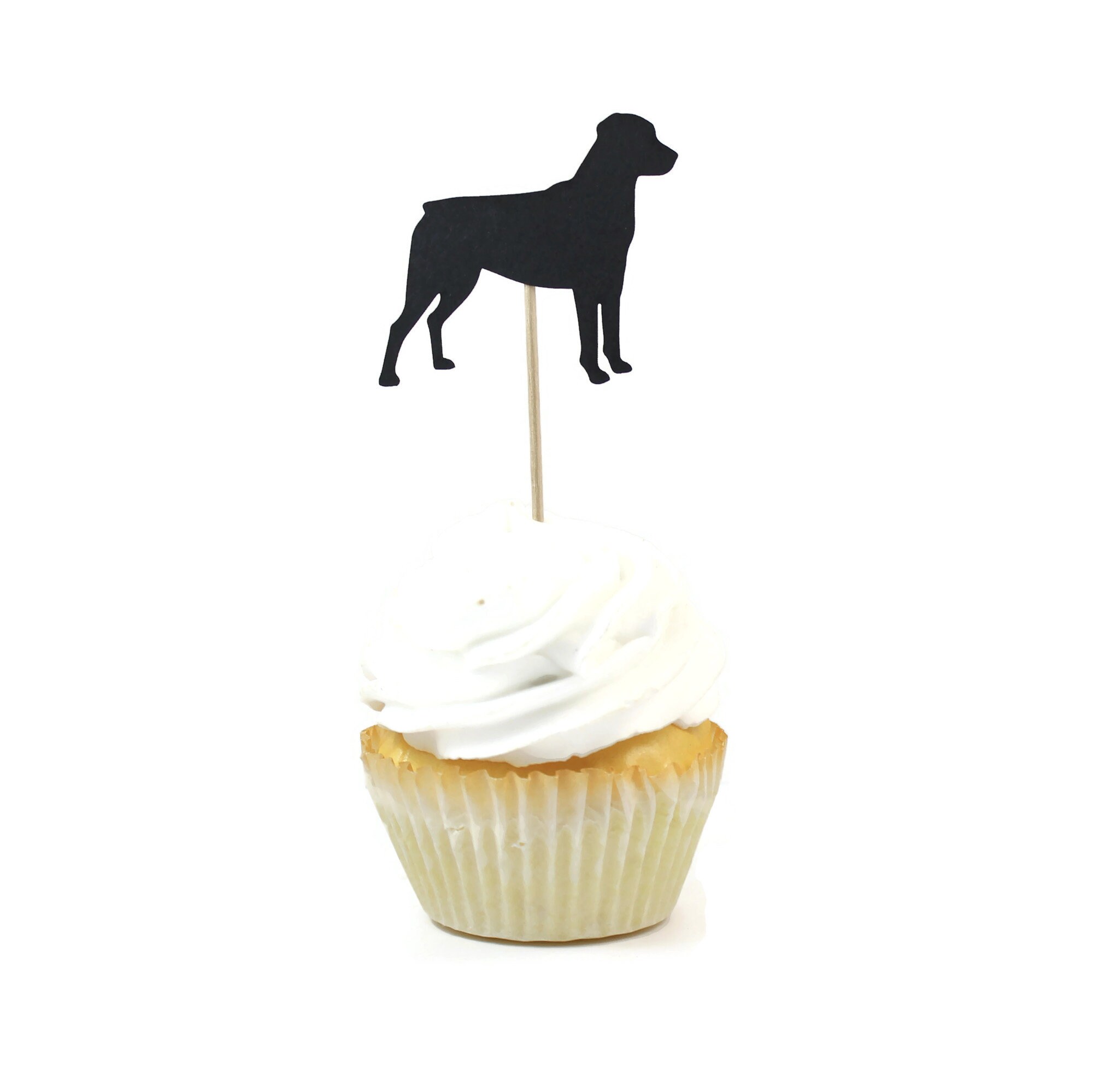 Rottweiler Cupcake Toppers: Custom Dog Breed Party Decor (set of