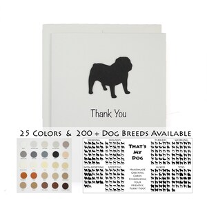 Hond Bedankkaart | 200+ hondenrassen om uit te kiezen | 25 hondenkleuren beschikbaar | Kies Binnenzin | Handgemaakte wenskaart witte basis