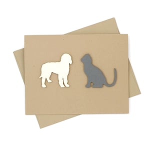 2 huisdieren aangepaste blanco wenskaart op maat | Handgemaakte kat of hond | Enkele kaart of pakket van 10 | Kies de kleur voor je huisdier Zinnen voor- en binnenkant