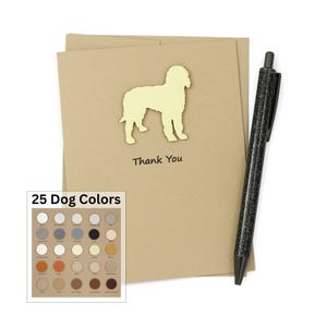 Tarjeta de agradecimiento con dibujo de un solo saludo / Tarjeta de felicitación hecha a mano con forma de perro / Color y frase personalizados / Bernedoodle, Goldendoodle, Labradoodle / Amante de las mascotas