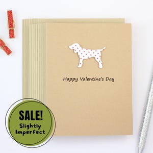 Lot de 10 cartes pour la Saint-Valentin avec chien | Petit motif coeur rouge fait main | Cartes de voeux sur le thème du chien | Cartes de correspondance pour la Saint-Valentin Enveloppes kraft brunes