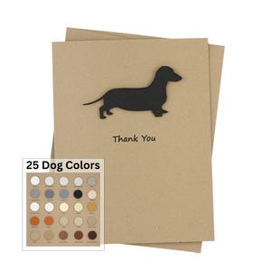 de remerciement à pelage lisse teckel | Carte de voeux faite main pour chien | de l'enveloppe intérieure kraft marron à personnaliser | Chien Weiner