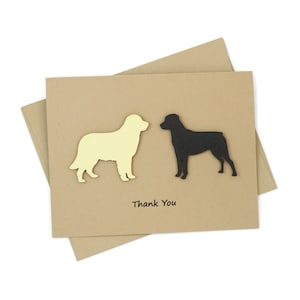 de remerciements personnalisés pour 2 animaux de compagnie | Chat ou chien fait main | Carte individuelle ou lot de 10 | Choisissez la couleur de votre animal de compagnie