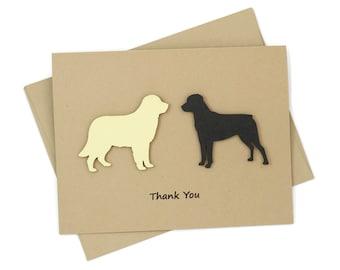 Custom Two Pet Thank You Card: Handmade Dog & Cat Silhouette