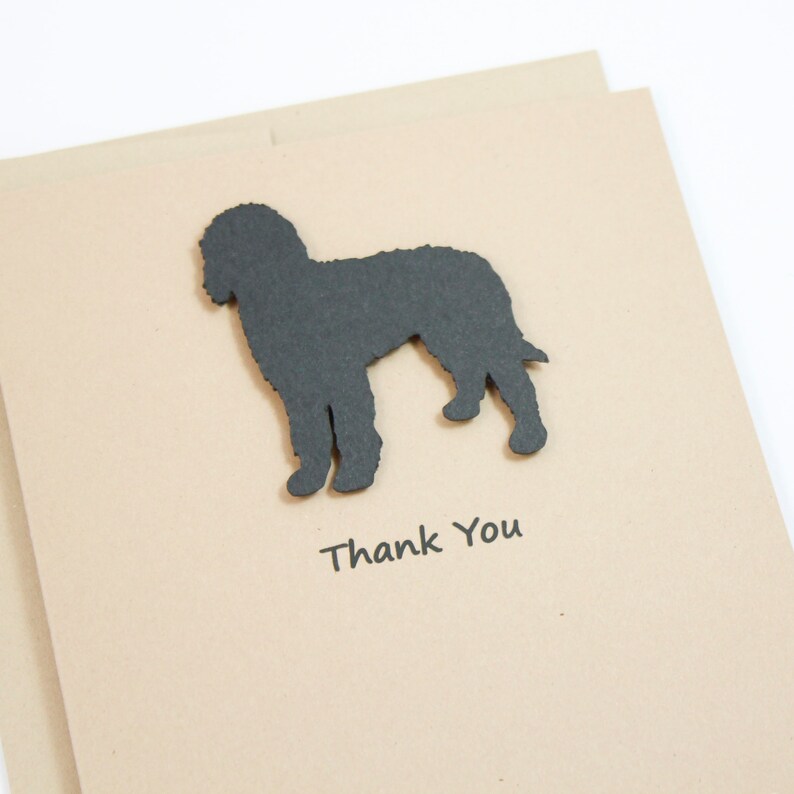 Choose Inside Handmade Black Labradoodle Dog Greeting Card Single or 10 Pack Kraft Brown with Envelopes Bernedoodle Thank You Cards