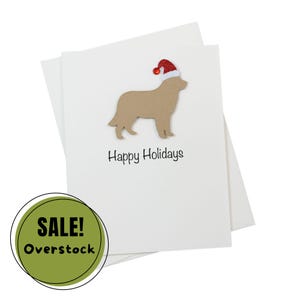 Light Golden Retriever Weihnachtskarten 10er Pack Weiße Basis | Handgemachte Hunde Postkarten Set | Funkelnde Weihnachtsmütze Gruß Boxed Set