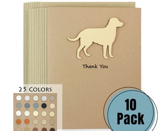 Labrador Thank You Cards: Handmade Dog Greeting Cards, Kraft Brown - Pack of 10