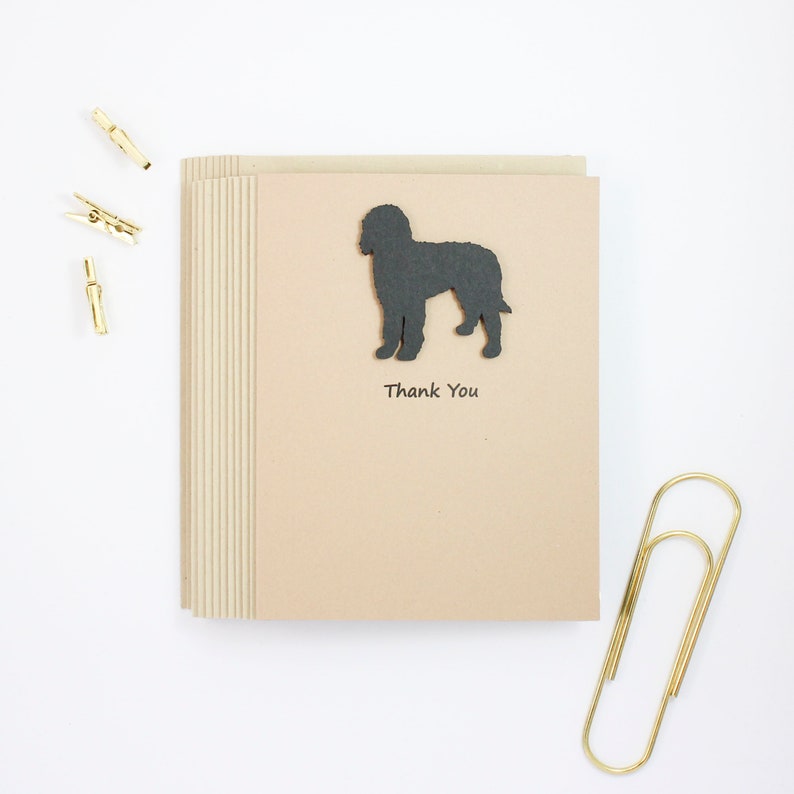 Choose Inside Handmade Black Labradoodle Dog Greeting Card Single or 10 Pack Kraft Brown with Envelopes Bernedoodle Thank You Cards