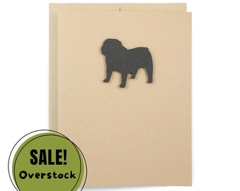 Bulldog Blank Greeting Single Card | Handmade Black Dog Blank Notecards | Kraft Brown with Envelope | English Bulldog Lover #26