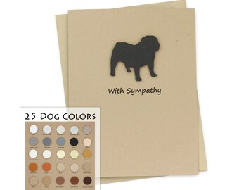Handmade Bulldog Sympathy Card: Kraft Brown Pet Loss Card