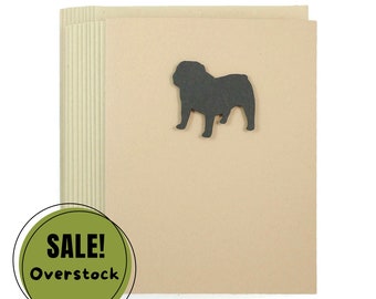Bulldog Blank Greeting Card Pack of 10 | Handmade Black Dog Blank Notecards | Kraft Brown with Envelope | English Bulldog Lover #25