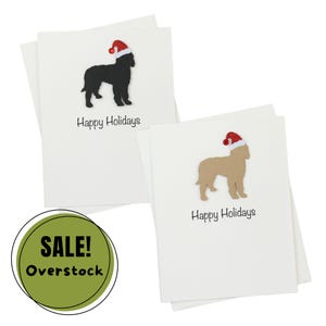 Doodle Weihnachtskarten 10er Pack Weiß Basis | Handgemachte Hunde Postkarten Set | Funkelnde Weihnachtsmütze Gruß Boxed Set | Bernedoodle