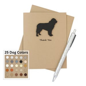 Neufundland Dankeskarte | Handgemachte Hund Grußkarte | Innere Phrasenfarbe anpassen | Pet Notecard Kraft Brown Umschlag Newfie