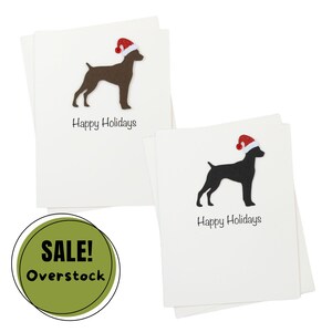 Deutsch Kurzhaar Weihnachtskarten 10er Pack Weiße Basis | Handgemachte Hunde Postkarten Set | Funkelnde Weihnachtsmütze Gruß Boxed Set