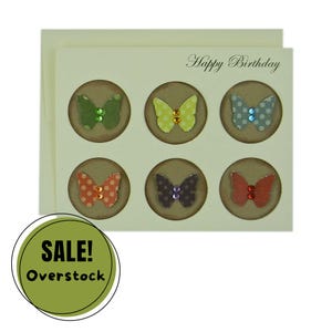 Butterfly Birthday Card: Handmade Embellished Gem Ivory Greeting