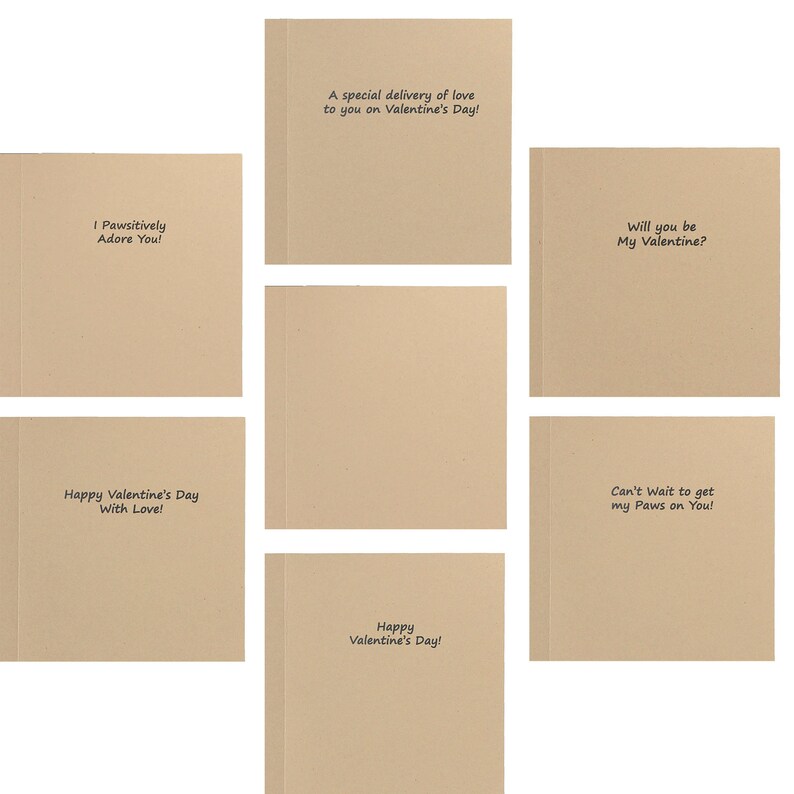 Dog Valentine Notecard Kraft Brown with Envelope Bulldog Valentines Card Colorful Heart Pattern Pet Valentines Day