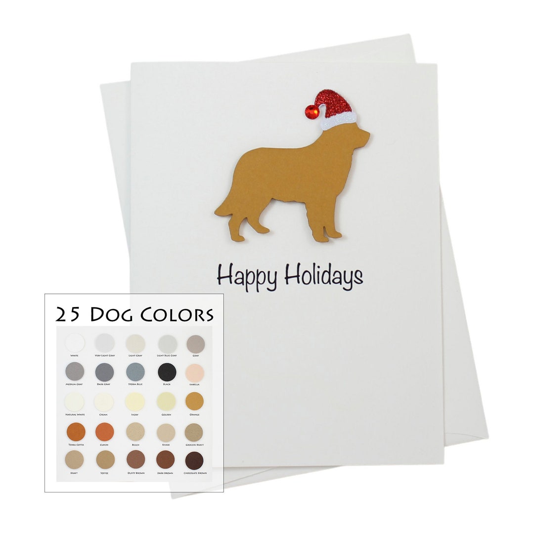 Golden Retriever Christmas Card: Sparkly Santa Hat, Custom Dog Colors ...