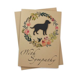 Dog Floral Wreath Sympathy Card 200 Dog Breeds Available Handmade 5x7 Pet Condolences Greeting White or Kraft Brown Choose Inside image 4