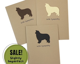 Australian Shepherd Sympathy Greeting Card | Handmade Dog Notecard | Aussie Condolences Card Envelope | Black Chocolate Brown Yellow #30