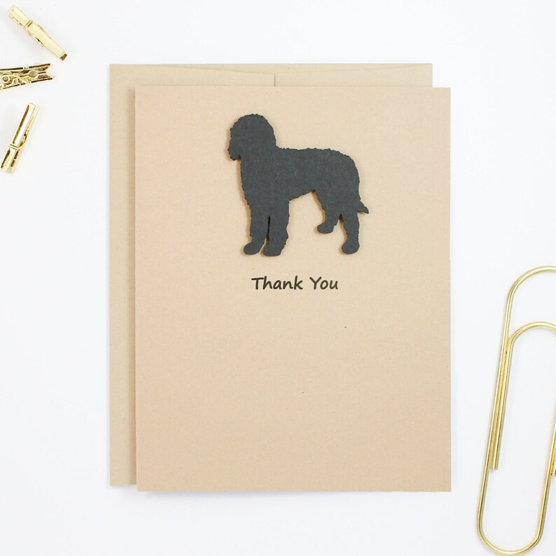 Choose Inside Handmade Black Labradoodle Dog Greeting Card Single or 10 Pack Kraft Brown with Envelopes Bernedoodle Thank You Cards