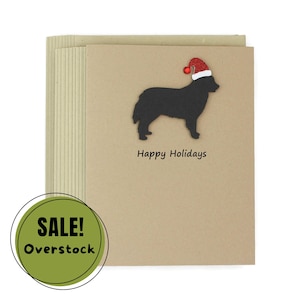 Berner Sennenhund Weihnachtskarten 10er Pack | Handgefertigte schwarze Hund Urlaub Boxed Set | Funkelnde Weihnachtsmannmütze Kraft Braun Umschläge