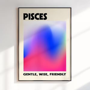 Kunst aan de muur vissen, cadeau voor vissen, vissen sterrenbeeld print, astrologie geschenken, kunst met kleurovergang, kunst aan de muur dierenriem, dierenriem kunst, digitale download
