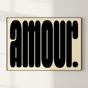 Typography Poster, Red Wall Art, Amour Print, Apartament Decor, Psychedelic Art, Dopamine Decor, Eclectic Wall Art, Maximalist Poster