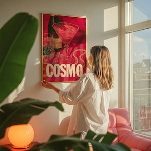 Cosmopolitan Poster 70s Wall Print Red Pink Wall Art Kitchen Wall Decor Summer House Poster Drinks Print Art Retro Print Trippy Wall Art