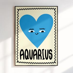 Kunst aan de muur dierenriem Waterman, cadeau voor kinderen, dierenriem print Waterman, astrologie geschenken, kinderkamer posters, kunst aan de muur dierenriem, digitale download