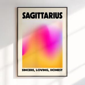 Kunst aan de muur Boogschutter, cadeau voor Boogschutter, sterrenbeeld Boogschutter, astrologie geschenken, kunst met kleurovergang, kunst aan de muur dierenriem, digitale download