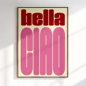 Typography Poster, Red Wall Art, Bella Ciao Print, Apartament Decor, Psychedelic Art, Dopamine Decor, Eclectic Wall Art, Maximalist Poster